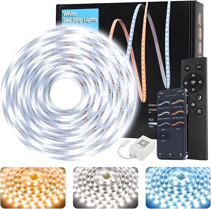 Tenmiro White LED Strip Lights 16.4ft Super Bright 25000K Daylight White by Tenmiro