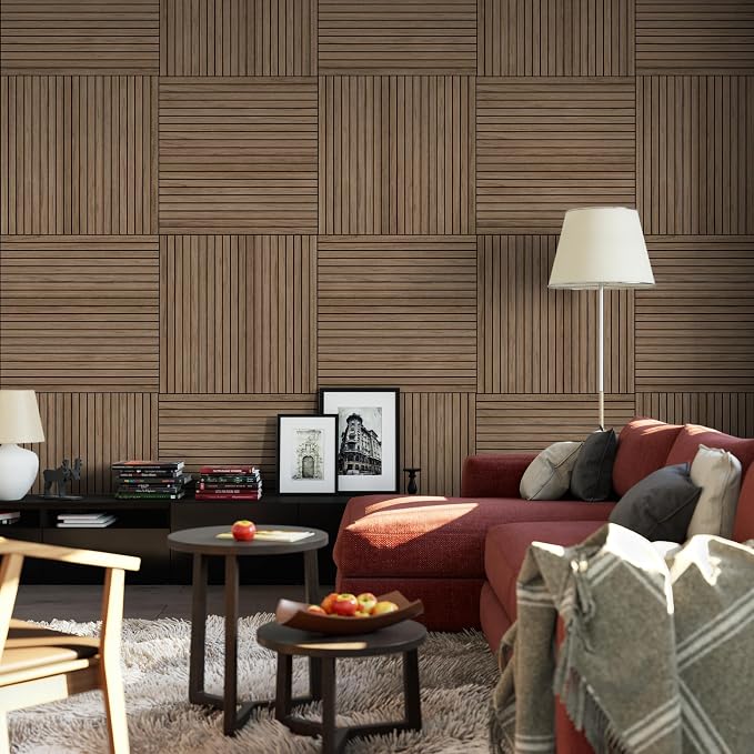 4-Piece Wood Slat Wall Panel for Interior Wall Decor Noise Cancelling 47.2" x - Image 8