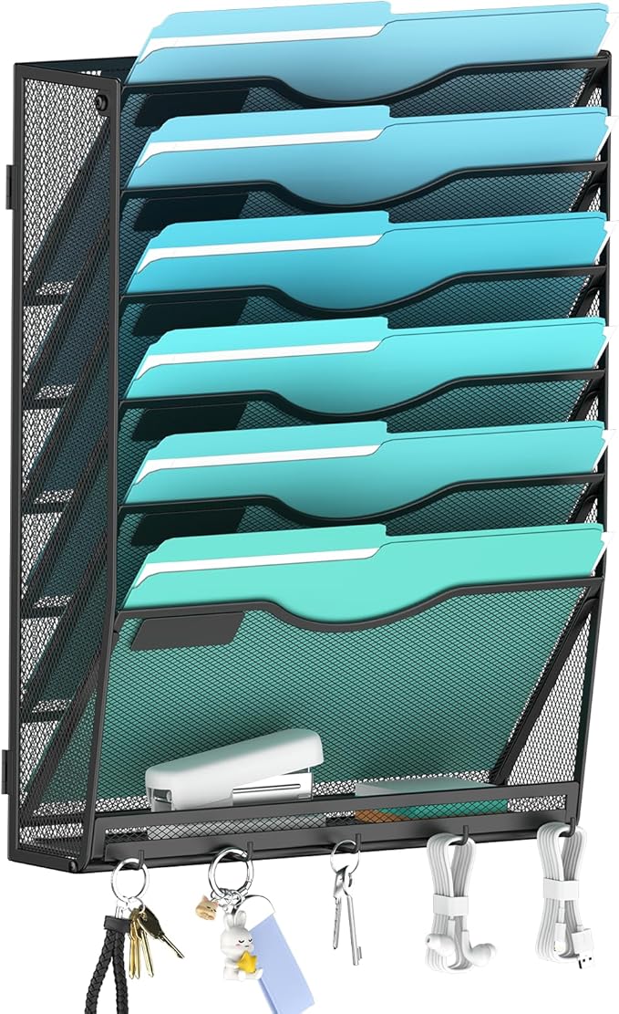 Gawerk 7-Tier Wall File Organizer Hanging Wall File Holder Wall Mount Paper by Gawerk