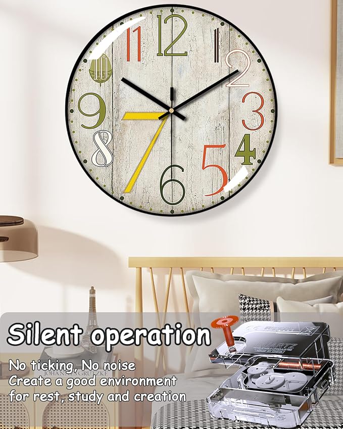 Decorative Wall Clocks Batterys Operated, Retro Wall Clock - Image 2