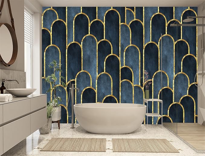 XMPMBM-Gold Geometrical Textured Fabric Wallpaper Abstraction Dark line Living - Image 2