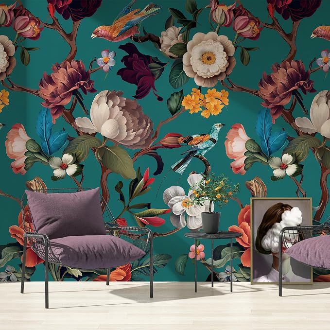 Zeeko Floral Peel and Stick Wallpaper Removable Mural Vintage Wallpaper - Image 3