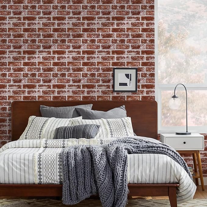 3D Peel and Stick Faux Brick Wall Panels 11.8" x 11.8" 10-Pack, Small - Image 7