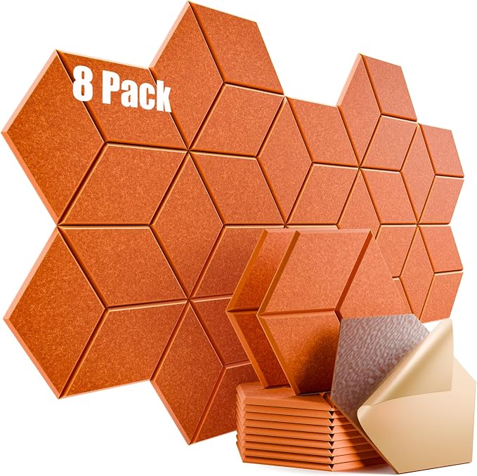 8 Pack Self-Adhesive Acoustic Panels 12" X 10" X 0.4" by Dailycooper