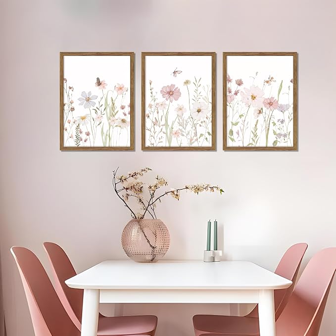 Framed Wildflower Wall Art Set of 3, Vintage Flower Botanical Paintings - Image 9