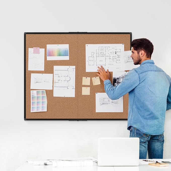Extra Large Cork Bulletin Board 48" X 48", Foldable Notice Pin Board - Image 2
