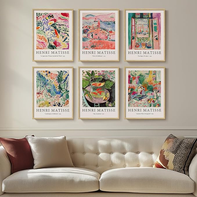 Framed Matisse Wall Art for Living Room, 6 Pieces Abstract Colorful Canvas - Image 2