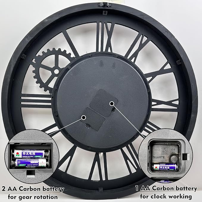 The B-Style Large Wall Clock 24 inch Moving Gear Wall Clock Oversized Vintage - Image 4