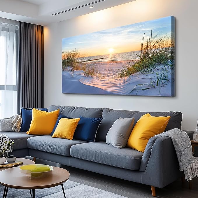 Wall Art For Living Room Large Size Wall Decorations Pictures Blue Sun Beach - Image 3