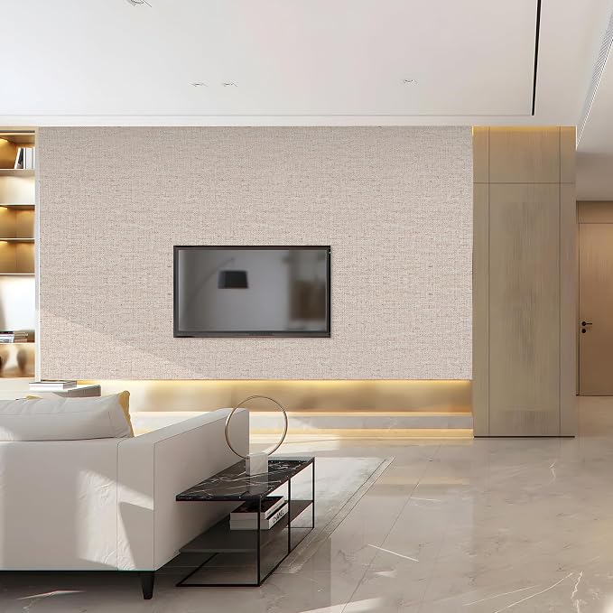 15.75"x787.4" Beige Grasscloth Wallpaper Peel and Stick Removable Textured Wall - Image 8
