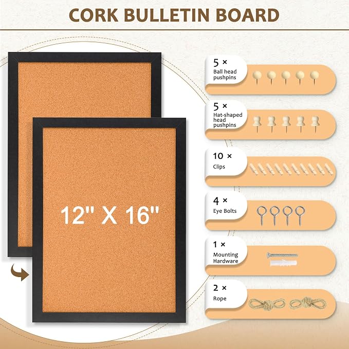 Double-Sided Cork Board for Wall, Picture Display Vision Board Corkboards for - Image 2