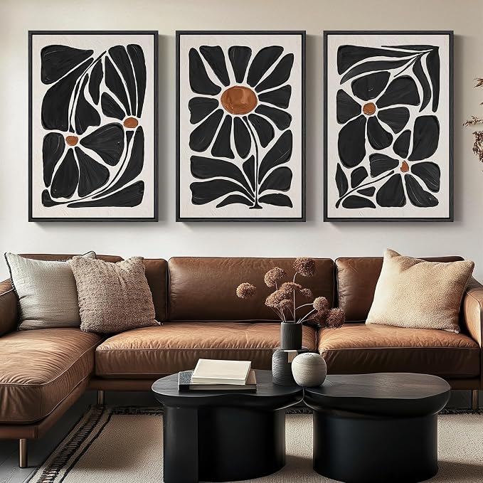 Large Framed Boho Floral Wall Art by Cuspin