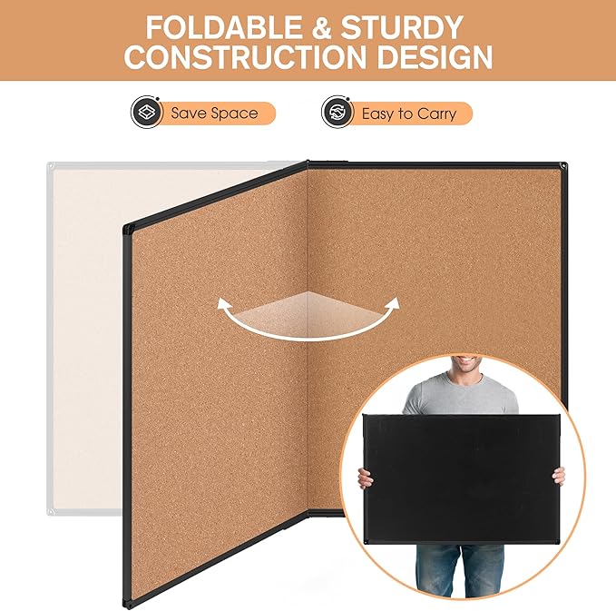 Extra Large Cork Bulletin Board 60" X 48", Foldable Notice Pin Board - Image 4