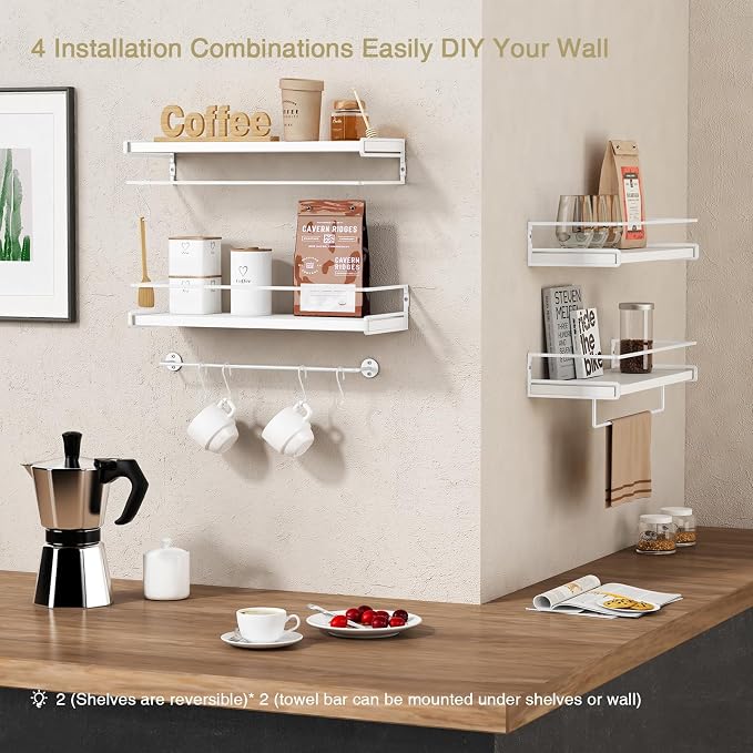 Forbena Bathroom Shelves for Wall Set of 2, Small Wall Mount Bookshelf and Toy - Image 5