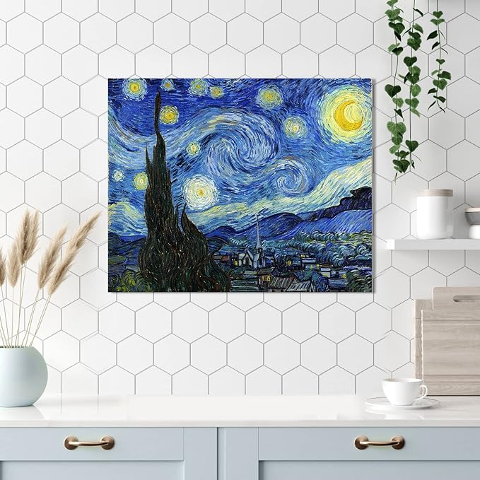 Van Gogh Canvas Wall Art: Starry Night Landscape Painting Picture Reproduction - Image 5