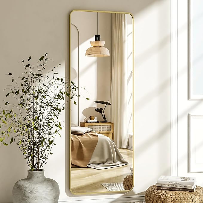 XRAMFY 56"x21" Floor Full Length Mirror Standing Full Body Rounded Corner - Image 2