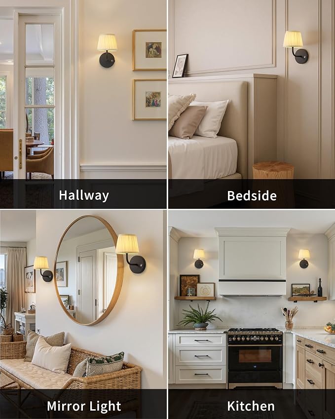 PUSU LED Cordless Black H9.6 inch Small Wall Sconces Set of 2, Rechargeable - Image 6