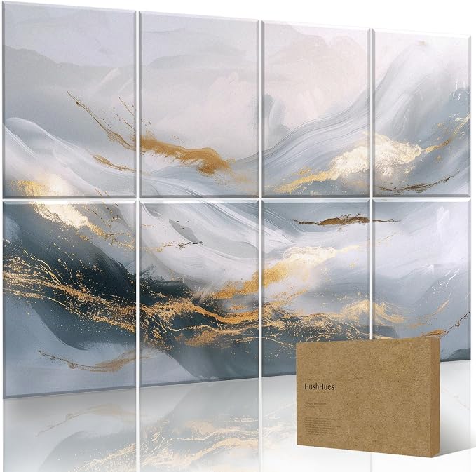 8-Pack Art Acoustic Wall Panels 48x32 Inches Decorative Sound Absorbing Panels- by HushHues