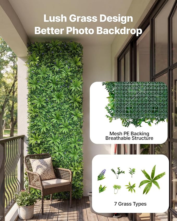 VEVOR Artificial Plant Wall, 40 x 120 in Artificial Boxwood Panels, Sun - Image 3