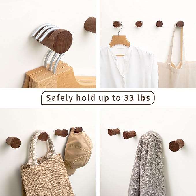 NAUMOO Natural Wooden Wall Mounted Hooks - Image 4