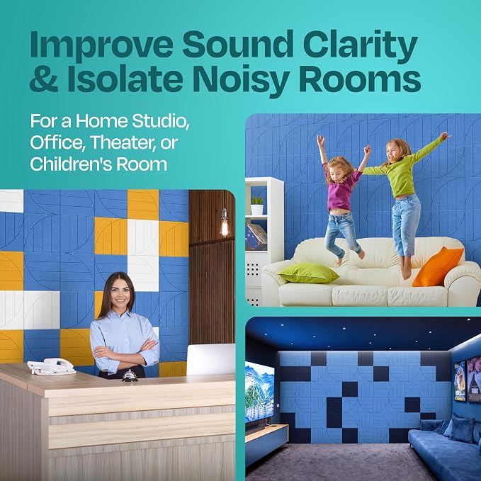 Acoustic Panels 12-Pack Soundproof Wall Panels 12"x12"x0.4" Decorative Sound - Image 7