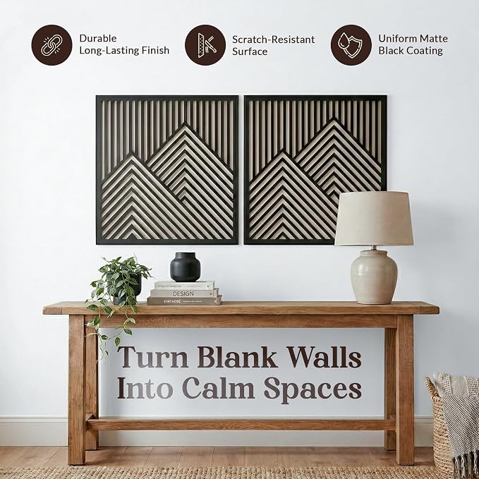 River's Edge Essentials Wood Mountain Wall Decor – Set of 2 Modern Wood Wall Art - Image 6