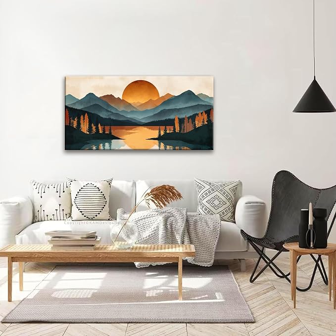 Suconvng Colorful Canvas Art Wall Decor Prints Mountain Boho Wall Art Picture - Image 2
