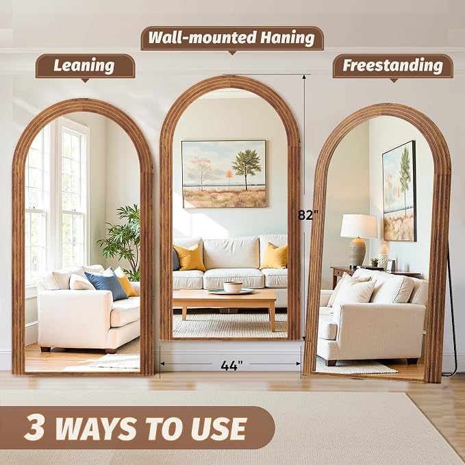 Antok Full Length Mirror 82"×44" Floor Mirror Standing Tall Mirror, Arched - Image 7