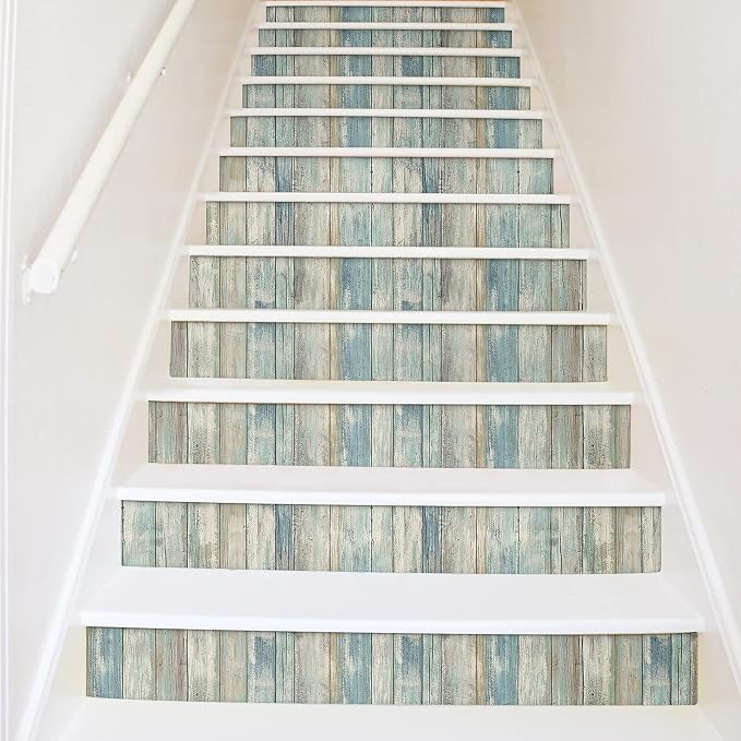 practicalWs 17.71''x 393.7''Blue Distressed Wood Wallpaper Self-Adhesive Peel - Image 5