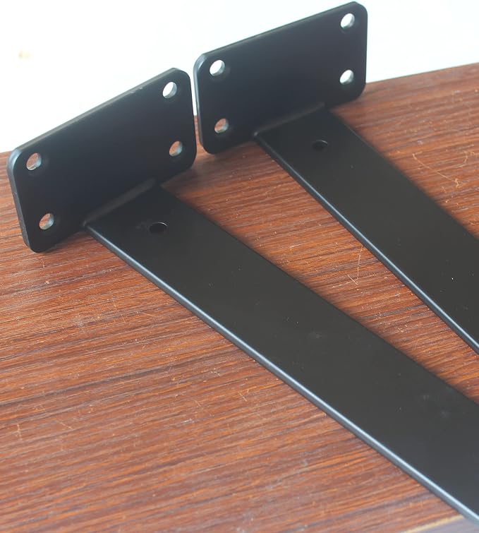 6 Pack - 8 inch Black Hidden L Shelf Bracket Iron Floating Shelf Brackets - Image 3