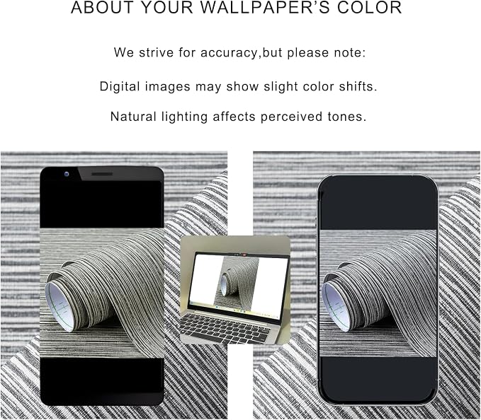 Grasscloth Textured Wallpaper Gray Peel and Stick 24inX393in Fabric Wall Paper - Image 4