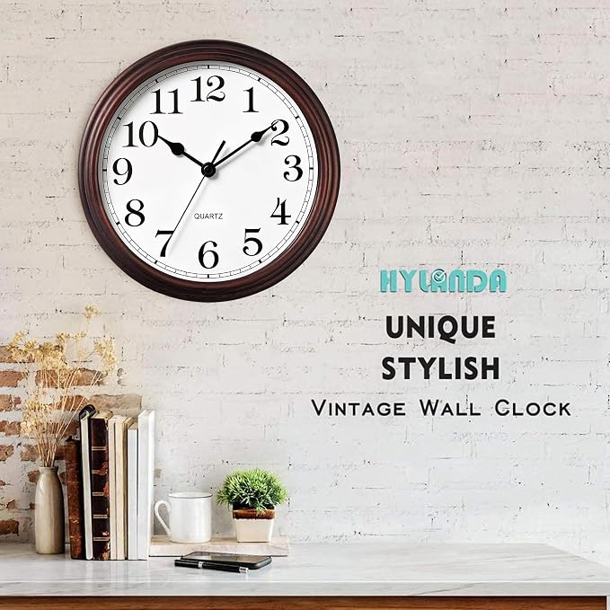 Wall Clock, 9 Inch Silent Wall Clocks Battery Operated, Decorative Clocks - Image 5