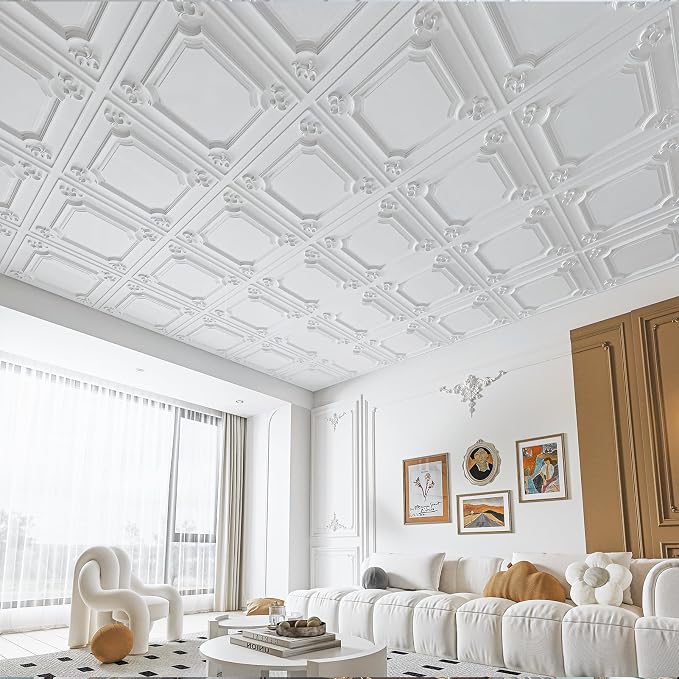Art3d Drop Ceiling Tiles 24x24 in White, Wainscoting Panels Glue Up 2x2 - Image 2