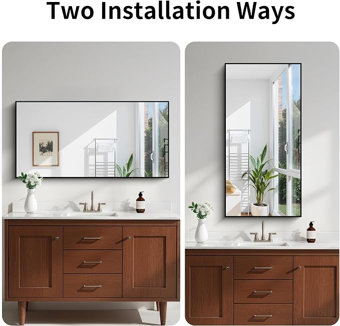 KOCUUY Black Bathroom Mirror, 24x48 Inch Rectangle Mirror - Image 8