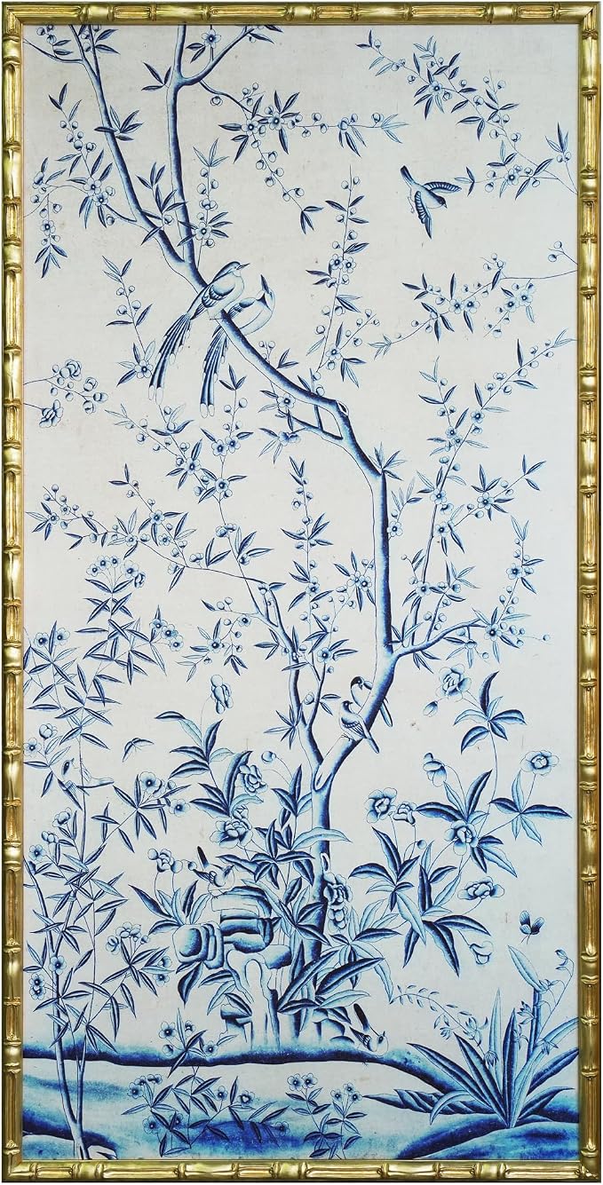 HongFengtang Chinoiserie Bamboo Wall Art Print, Hand Painted Style Vintage by Hongfengtang