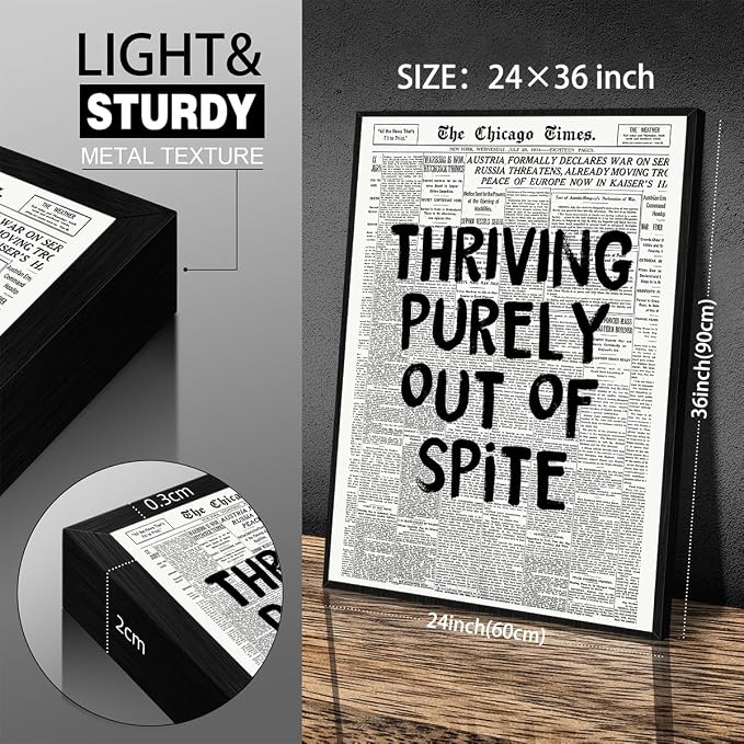 Black And White Newspaper Poster Fashion Fun Motivational Quote Wall Art - Image 2