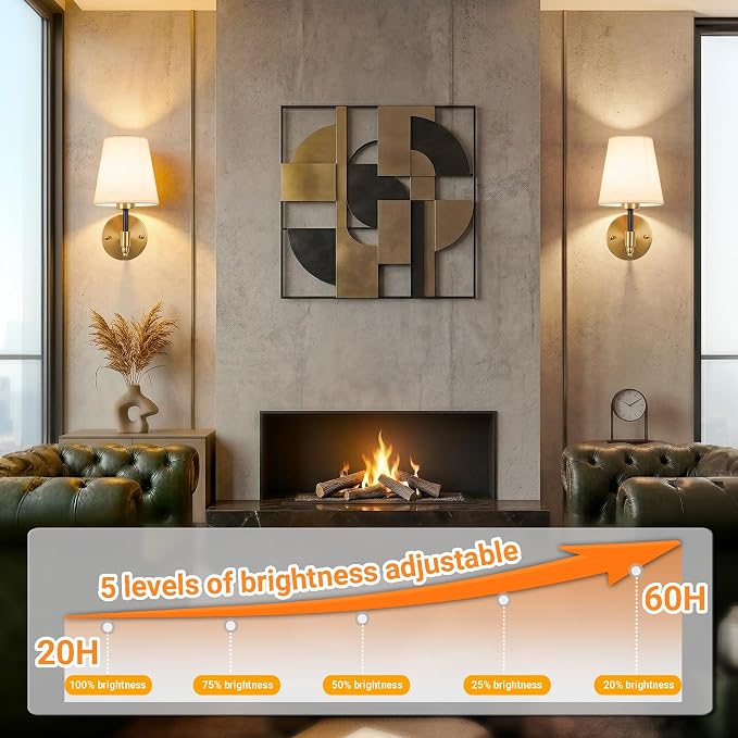 Nekhung Battery Operated Wall Sconces Set of 2, Wireless Wall Light - Image 6