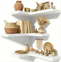 16 Inch Solid Wood Floating Corner Shelves 3 Pack by Unknown
