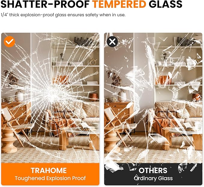 TRAHOME Bathroom Vanity Mirror for Wall, HD Shatterproof Glass, Hangs - Image 5