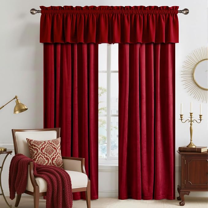 NICETOWN Red Velvet Valance Curtains - Image 4