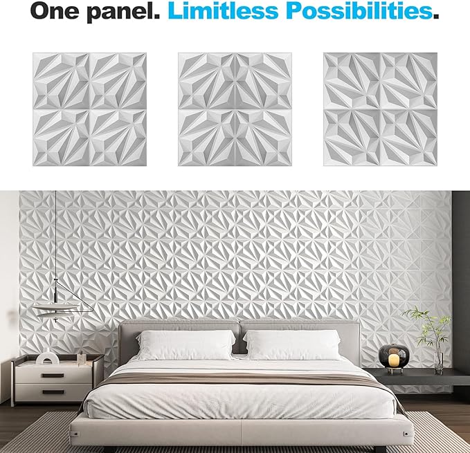 Art3d 33-Pack 3D Wall Panel for Interior Wall Décor, Diamond Textured PVC - Image 6