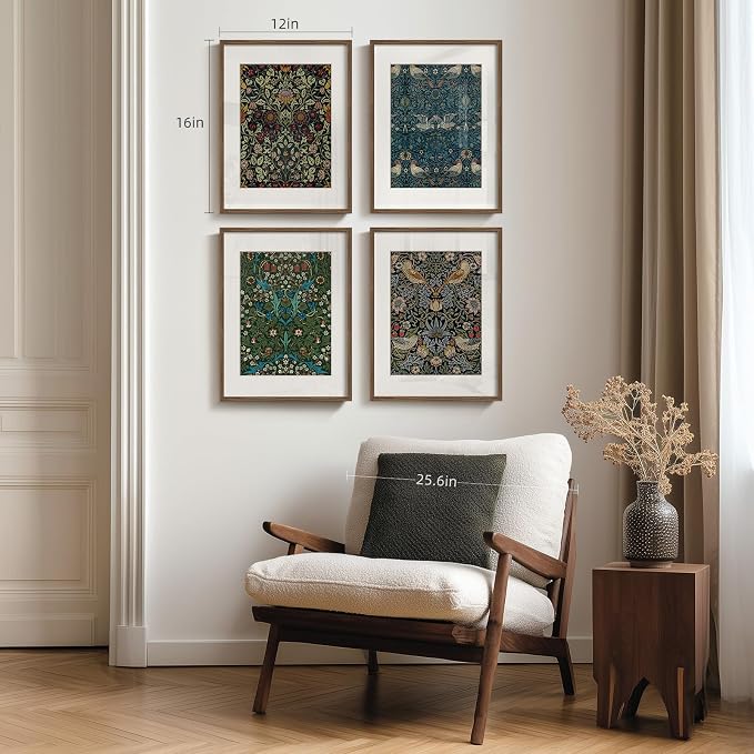 Framed William Morris Wall Art Set of 4, Vintage Botanical Floral Bird Prints - Image 8