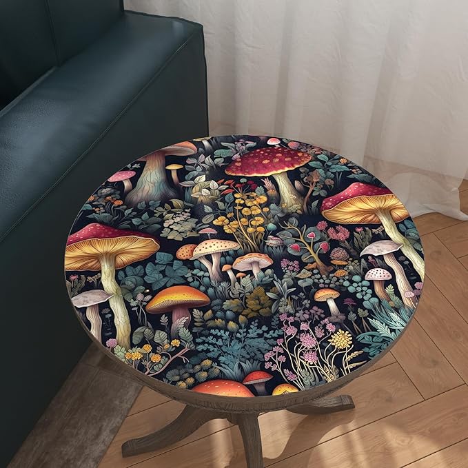 BOKEBEVE Black Colorful Mushroom Contact Paper Floral Wallpaper Peel and Stick - Image 6