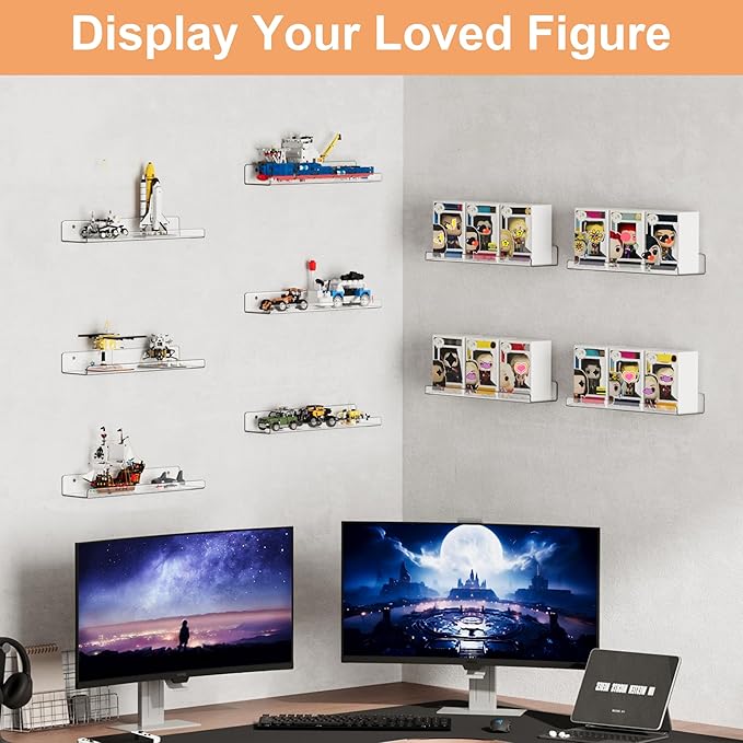 upsimples 10 Pack Acrylic Shelves Wall Organizer and Storage, Toy Cars - Image 4