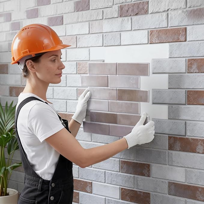 12PCS 3D Wall Panels Peel and Stick Foam Faux Brick Wall Panels, Self-Adhesive - Image 3
