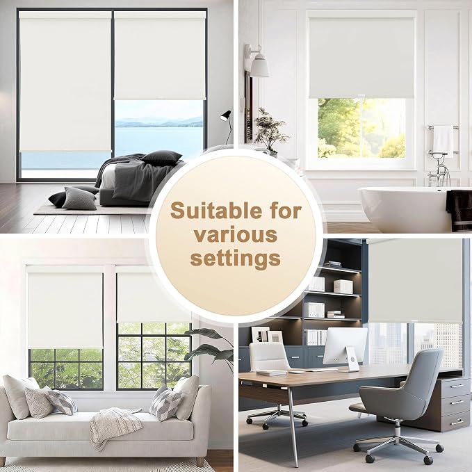 SUNOFF No Drill Tools Cordless Blackout Roller Shades Blinds - Image 4