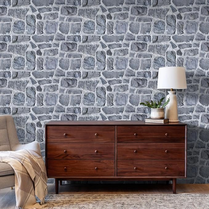 COMSTICKC 3D Gray Stone Wall Panel Peel and Stick, DIY Lightweight PVC Stone - Image 6