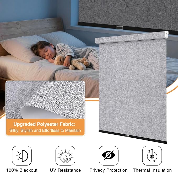 AOSKY No Drill Cordless Blackout Roller Shades - Image 6