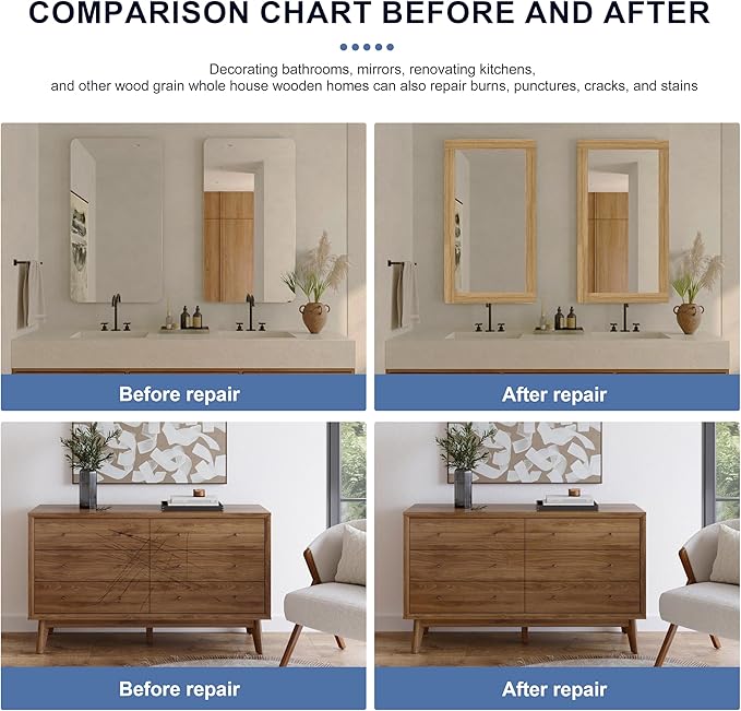 TIANLDD 27 FT Wood Grain Wallpaper Border, Removable Waterproof Mirror Border - Image 2