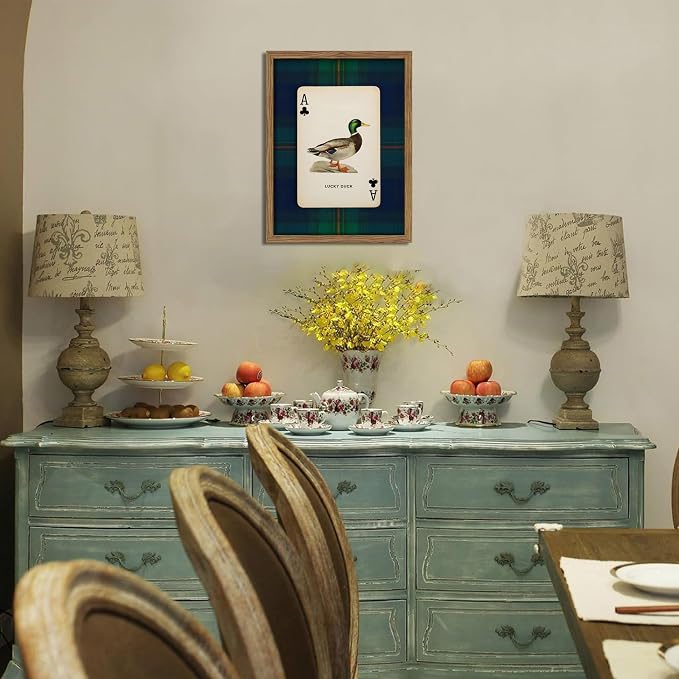 Framed Vintage Mallard Duck Wall Art, Country Lucky Duck Wildlife Poker Wall - Image 8